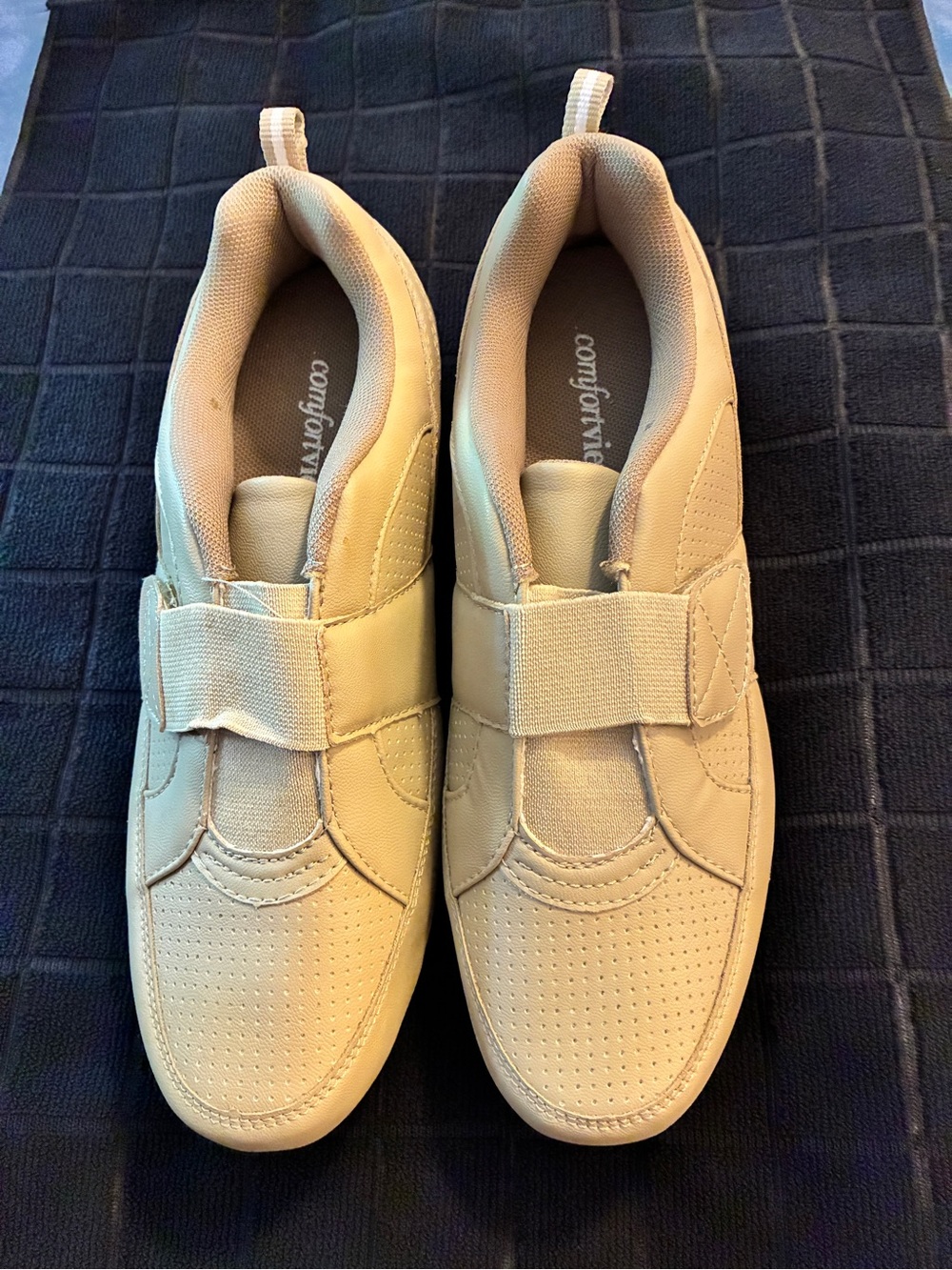Comfortiva Neutral Beige Velcro Slip-On Sneakers